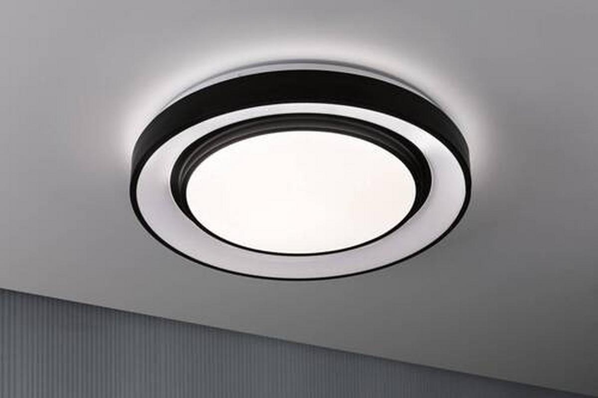 Deckenleuchte Ø 47,5 Cm 1-Flammig Dimmbar - Schwarz/Weiß, Design, Kunststoff/Metall (47,5/7cm) - Paulmann