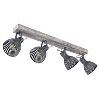 Strahler 4-flammig Verstellbar L: 80 Cm - Blau/Naturfarben, Basics, Holz/Metall (80/12,5/25cm) - Globo