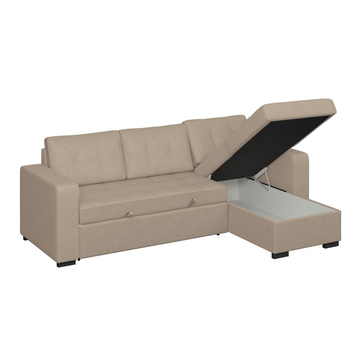 Ecksofa Turin Beige, 239x160cm - Beige, Trend, Holz/Textil (239/160cm)
