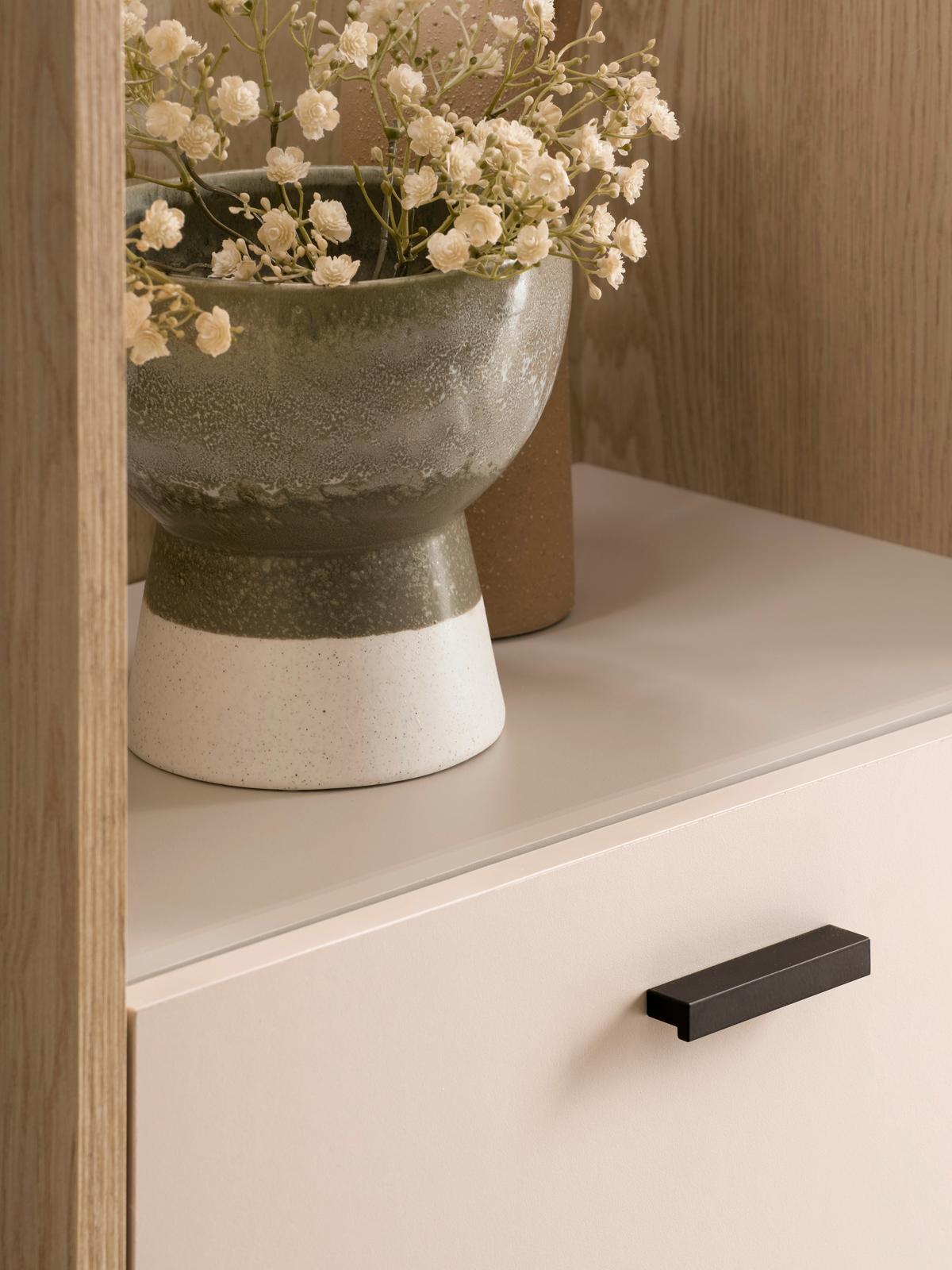 Vitrine Fredericia Eichefarben Kaschmir B: 55 cm - Kaschmir/Eichefarben, Design, Holzwerkstoff (55/206/35cm) - MID.YOU
