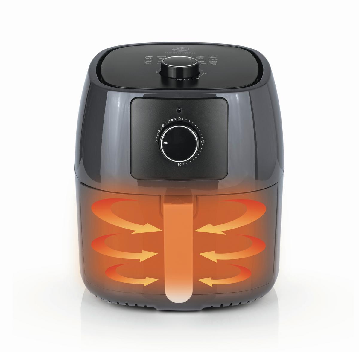 Heißluftfritteuse, 1400w 4654 Heißluftfritteuse 5l - Grau, Basics, Kunststoff/Metall (28/35/31.5cm)
