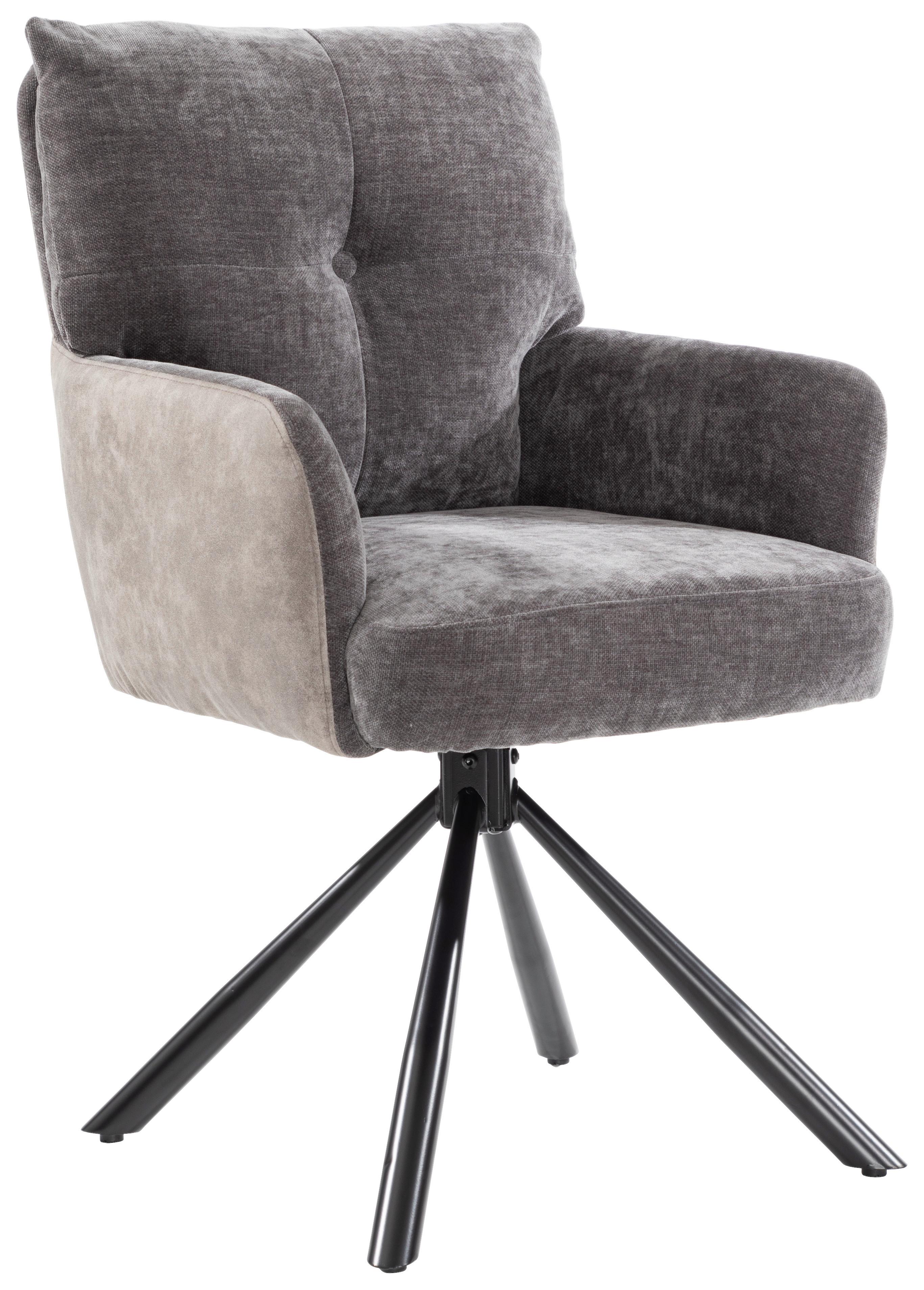 ŽIDLE S PODRUČKAMI SOPHIE - šedá/černá, Moderní, kov/textil (60/93/67cm) - Premium Living