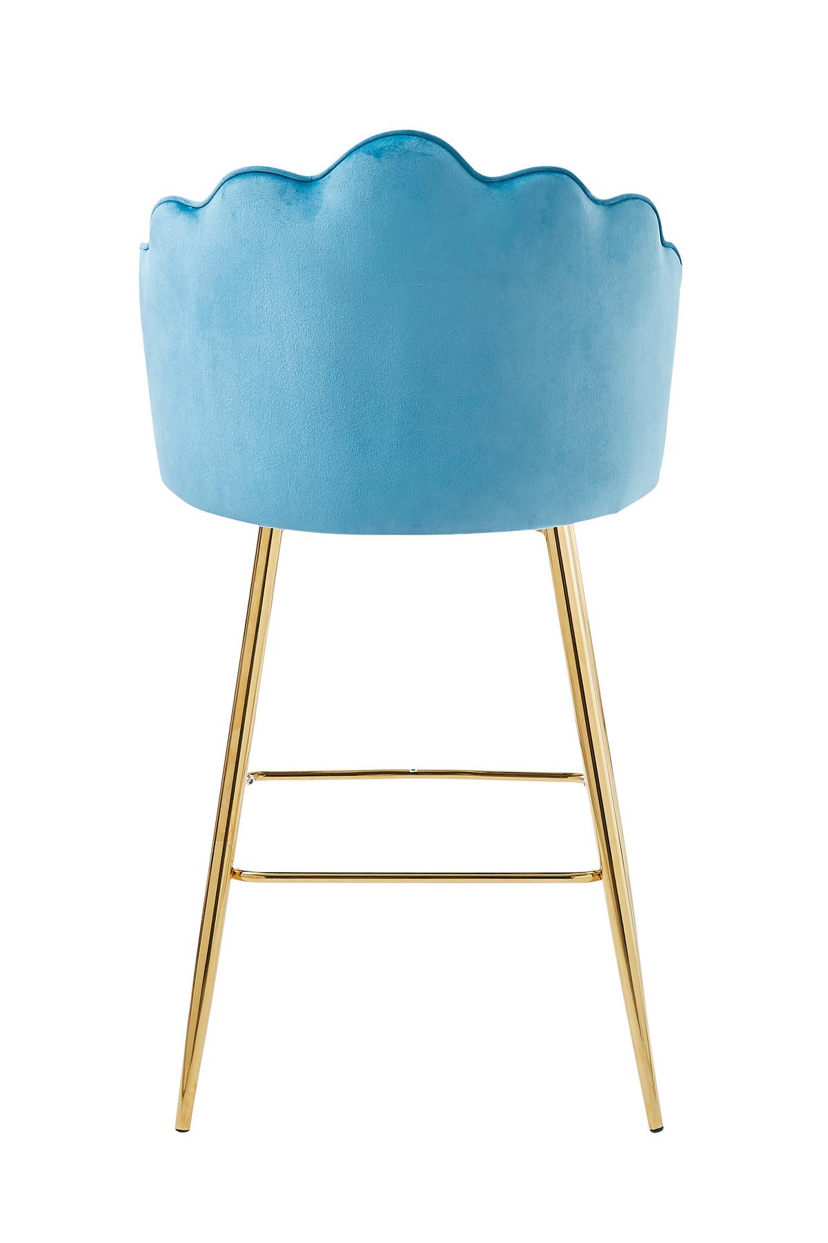 Barhocker-Set Blau B: 52 cm - Blau/Goldfarben, MODERN, Textil/Metall (52/100/54cm) - Livetastic