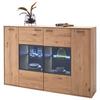Highboard teilmassiv B: 184 cm Portland Eichefarben - Eichefarben/Anthrazit, Design, Glas/Holz (184/123/37cm) - Livetastic