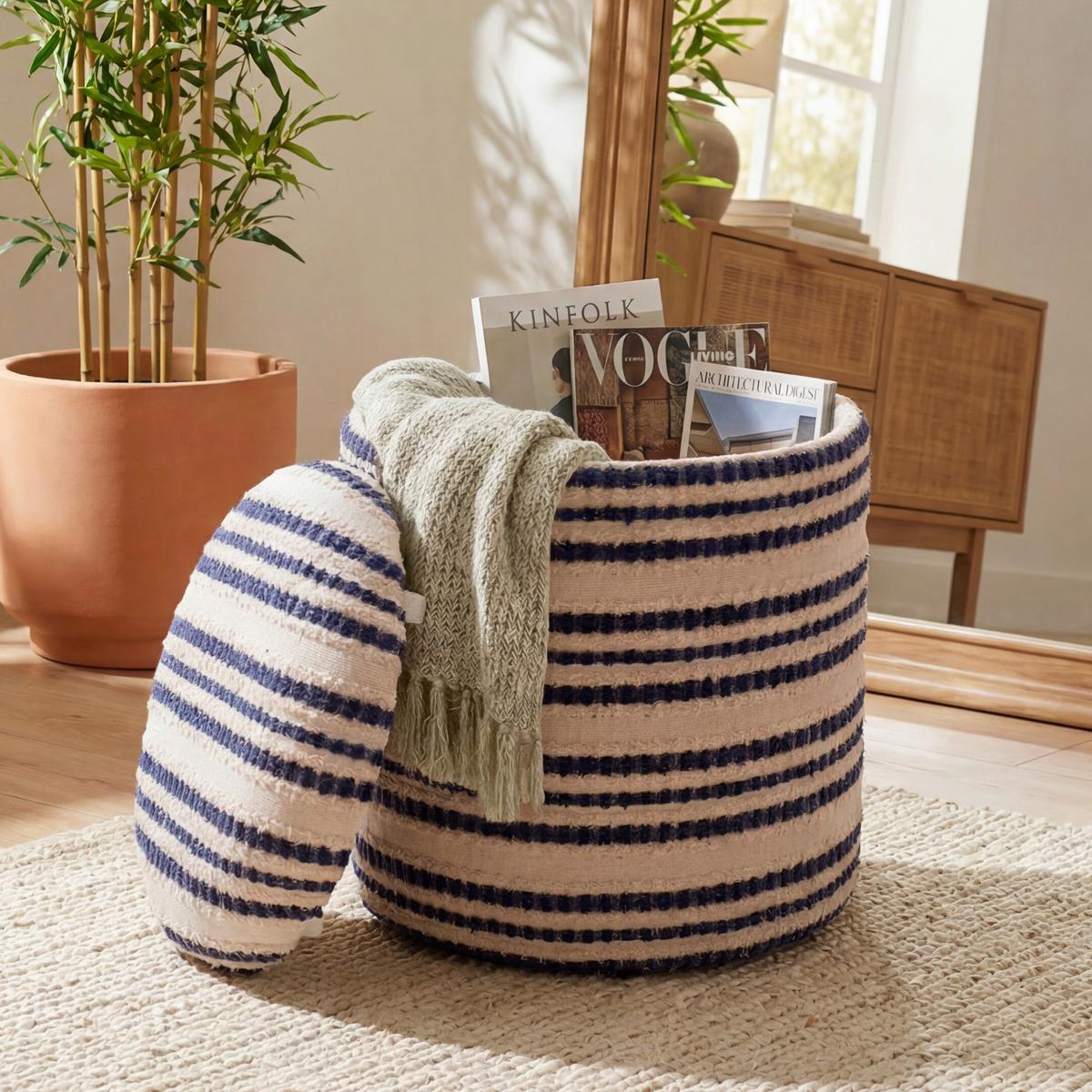 Taburet, š: 40 cm - béžová, Design, textil (40/45/40cm) - Livetastic