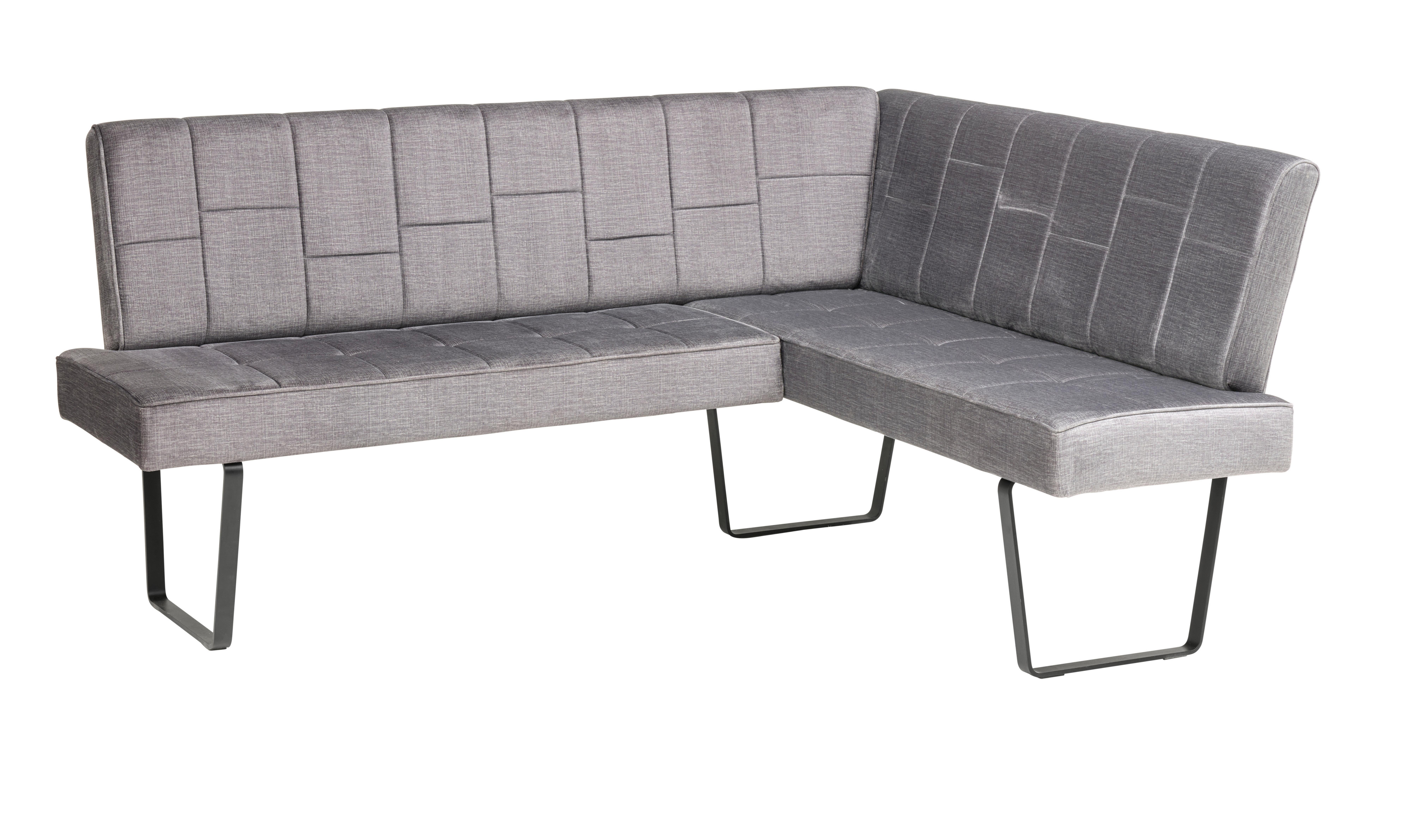 Eckbank Tilos Samt Dunkelgrau, S: 190x150 cm - Dunkelgrau, KONVENTIONELL, Textil/Metall (190/150cm) - MID.YOU