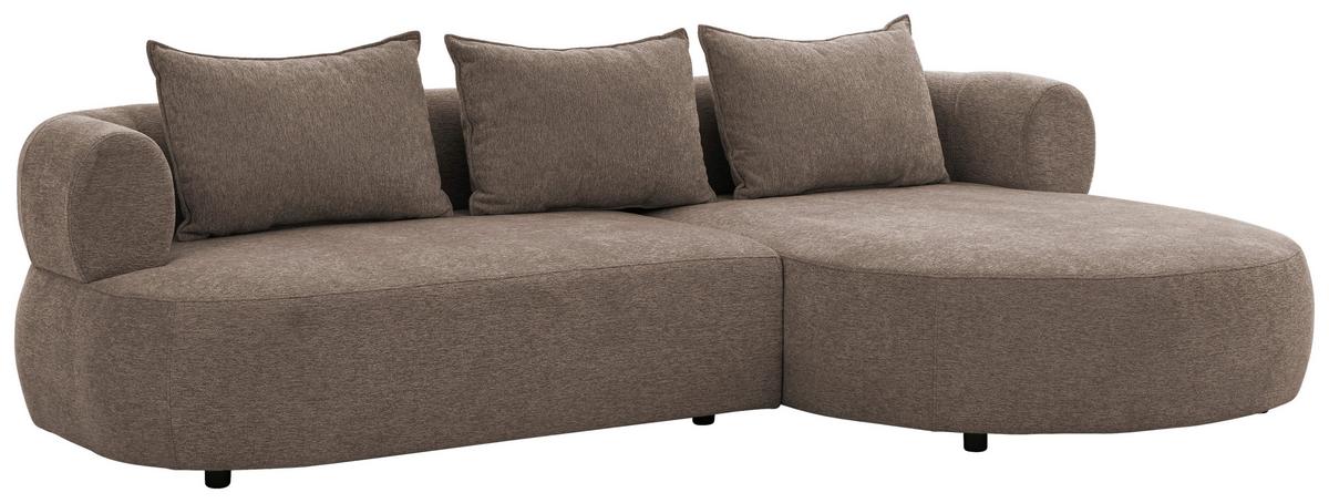 Ecksofa Ferro Braun S: 256x156 cm - Schwarz/Braun, Design, Textil (256/156cm) - Livetastic