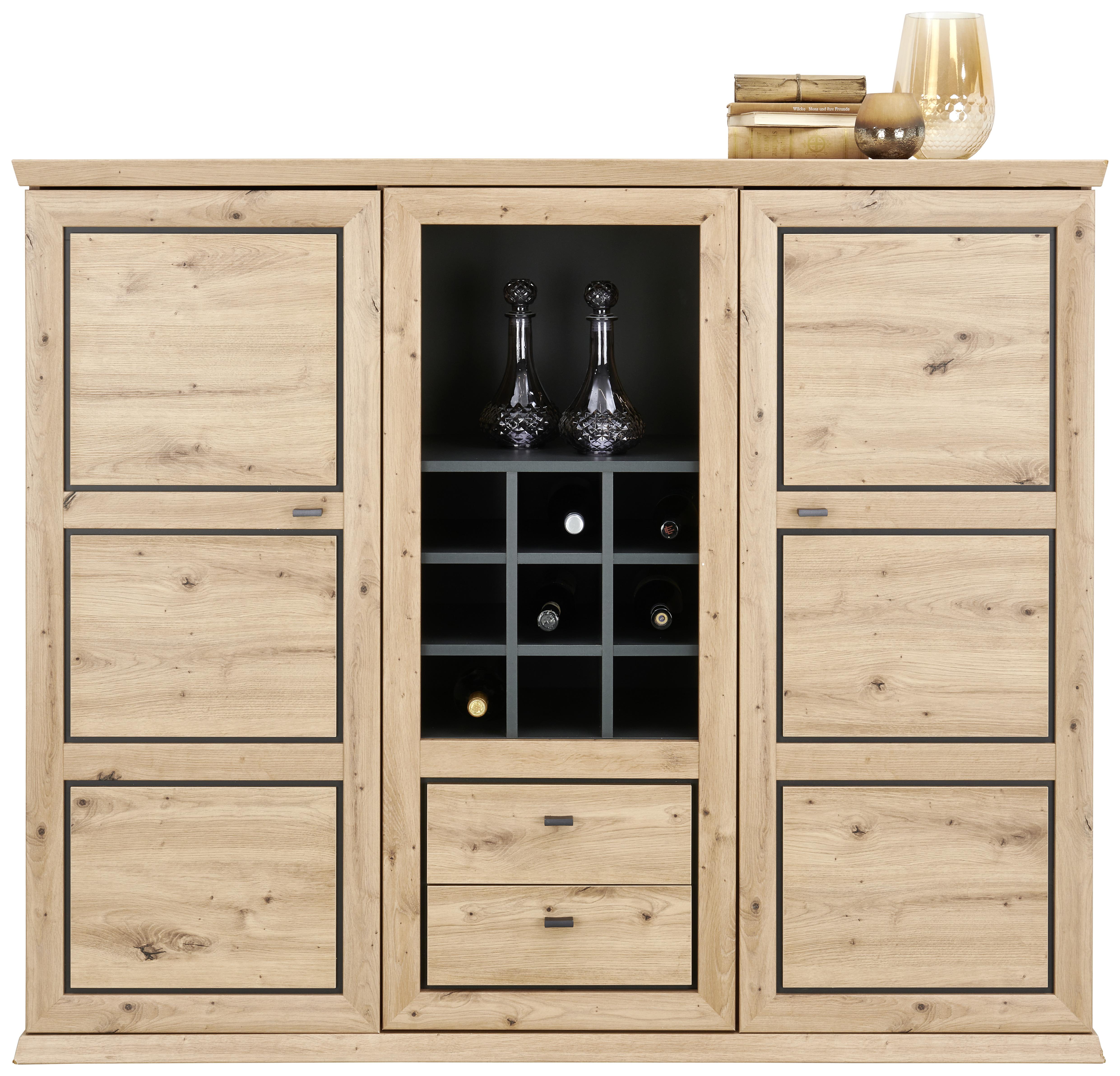 Highboard in Eiche-Dekor mit viel Stauraum