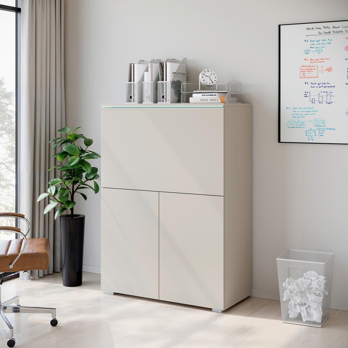 Sekretär Vera Beige/Kaschmir B: 90cm - Kaschmir/Beige, Design, Holzwerkstoff (90/125,1/42cm) - Livetastic