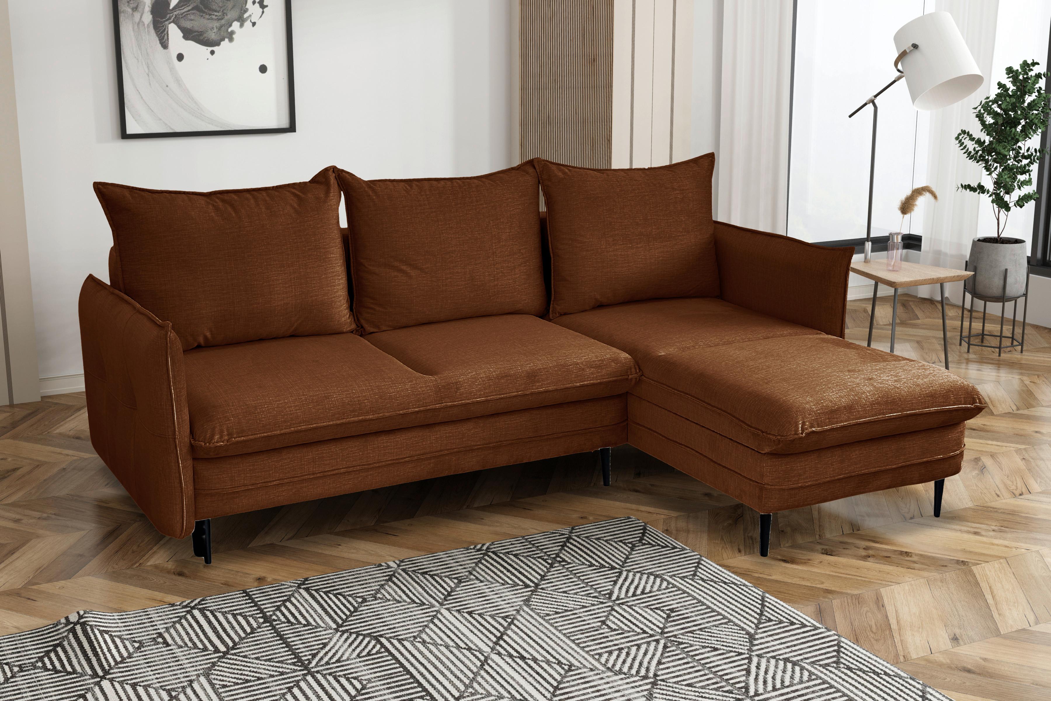 Ecksofa Melody - Rostfarben/Schwarz, Design, Textil (170/235cm) - MID.YOU