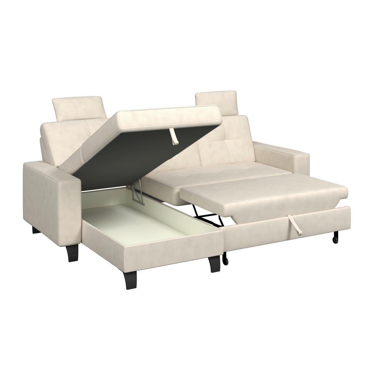 Ecksofa Varese mit Bettkasten Naturfarben 164x239 cm - Beige/Schwarz, KONVENTIONELL, Textil (164/239cm) - James Wood