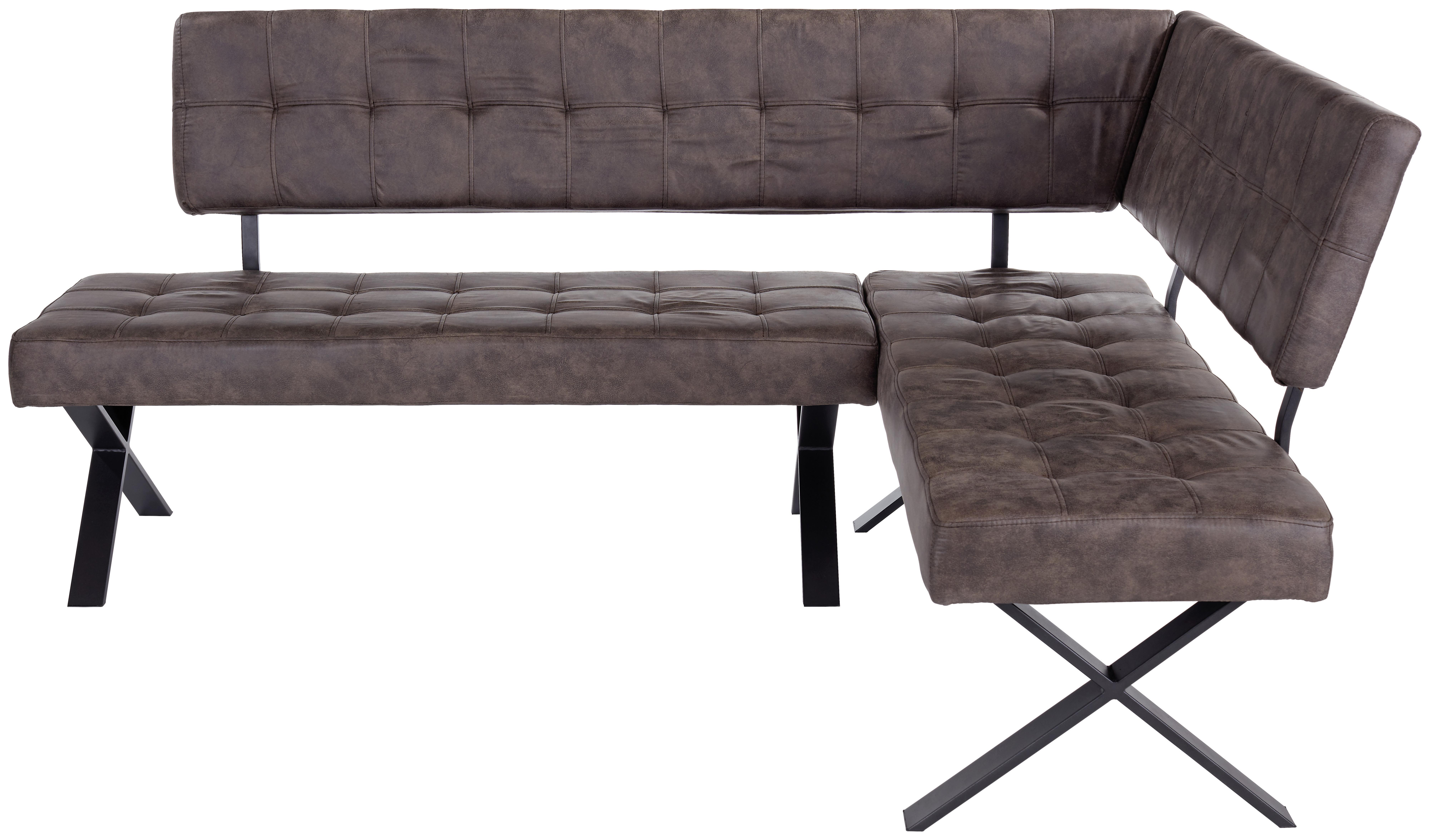 Eckbank Vintage Braun Lederlook Donna 200x150 cm - Anthrazit/Braun, MODERN, Textil/Metall (200/150cm)