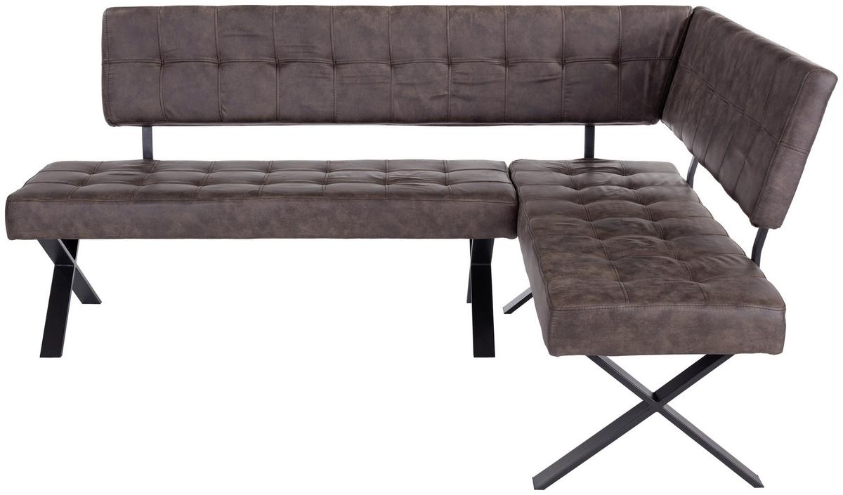 Eckbank Vintage Braun Lederlook Donna 200x150 Cm - Anthrazit/Braun, MODERN, Textil/Metall (200/150cm)
