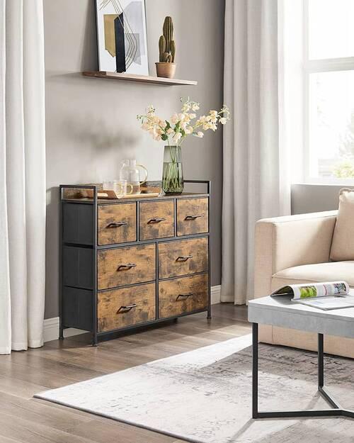 Komoda š. 98 cm, hnedá/čierna - hnedá/čierna, Trend, kov/kompozitné drevo (98/85/28.5cm) - Boxxx