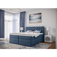 Boxspringbett inkl. Topper Dunkelblau 180x200 cm Loreno - Schwarz/Dunkelblau, MODERN, Holzwerkstoff/Textil (180/200cm) - MID.YOU
