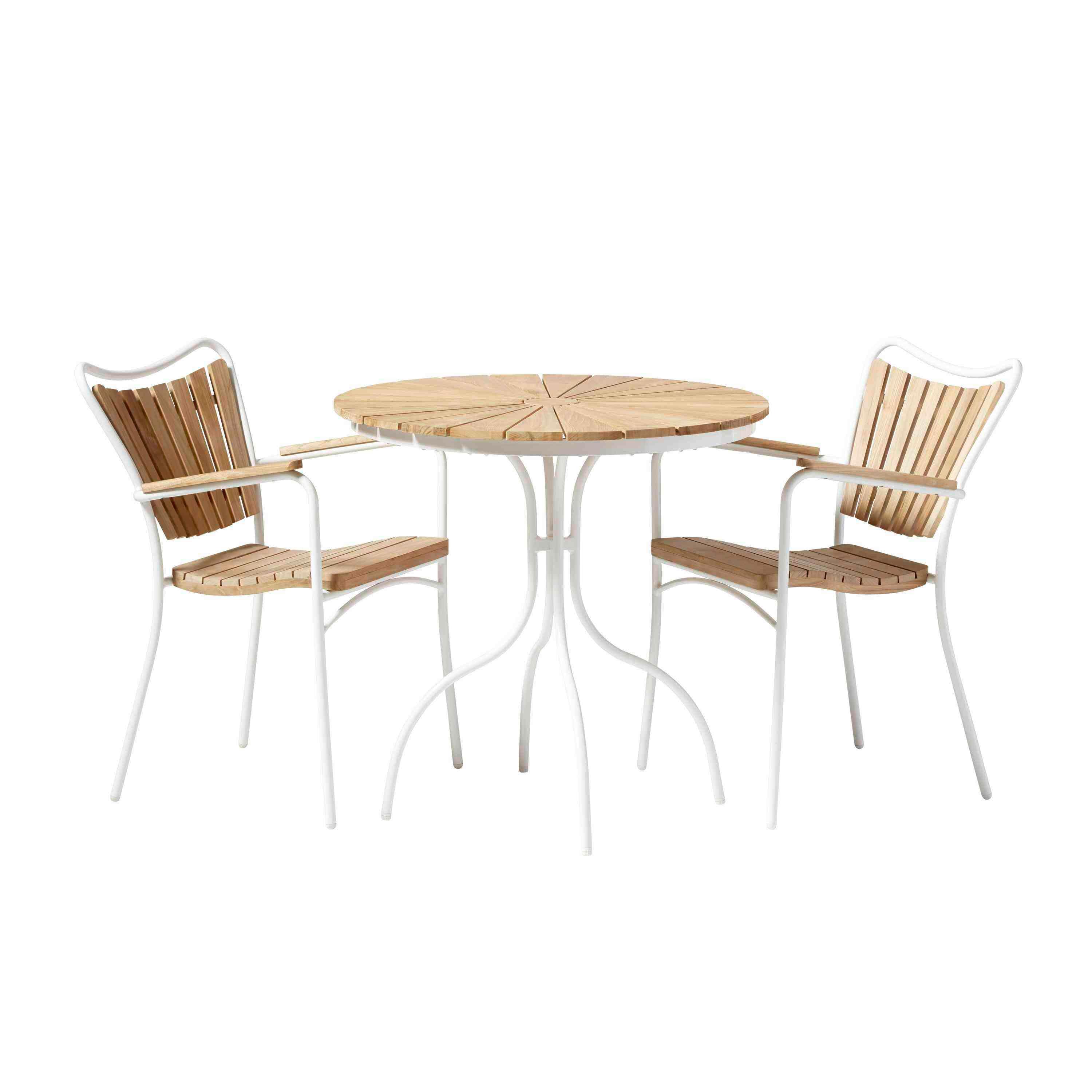 Balkonmöbel Set Ellen Teakholz - Weiß, Natur, Holz - Gardenson