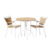 Balkonmöbel Set Ellen Teakholz - Weiß, Natur, Holz - Gardenson