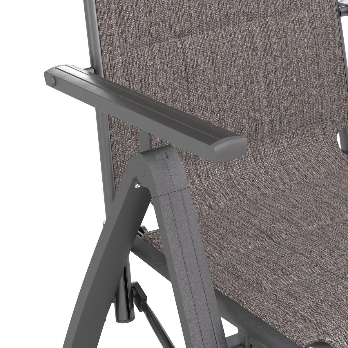 Gartensessel Klappbar Verena Aluminium, Textil - Dunkelgrau, MODERN, Textil/Metall (57/113/68cm) - Beldano