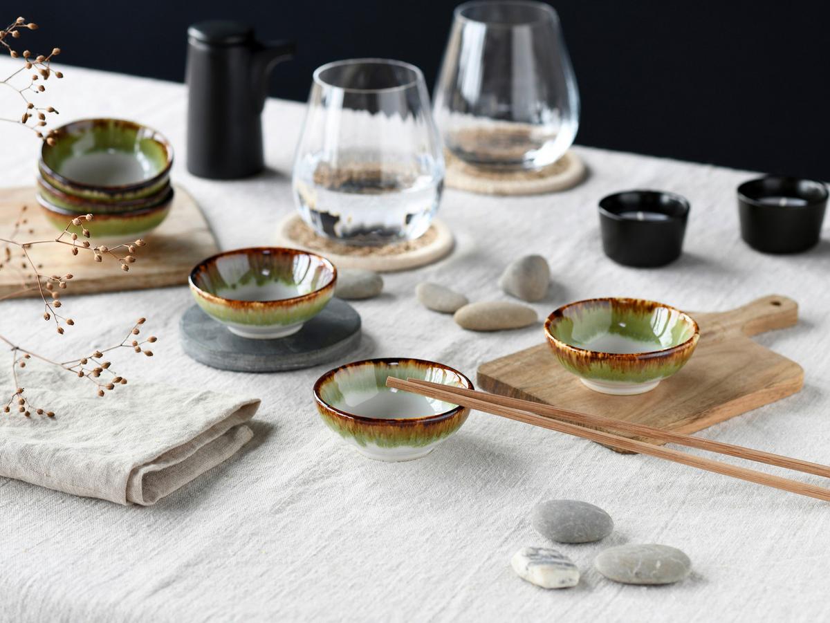 Dipschalenset 6 -teilig. Cascade Steinzeug: Weiß/grün - Weiß/Grün, Design, Keramik - Creatable