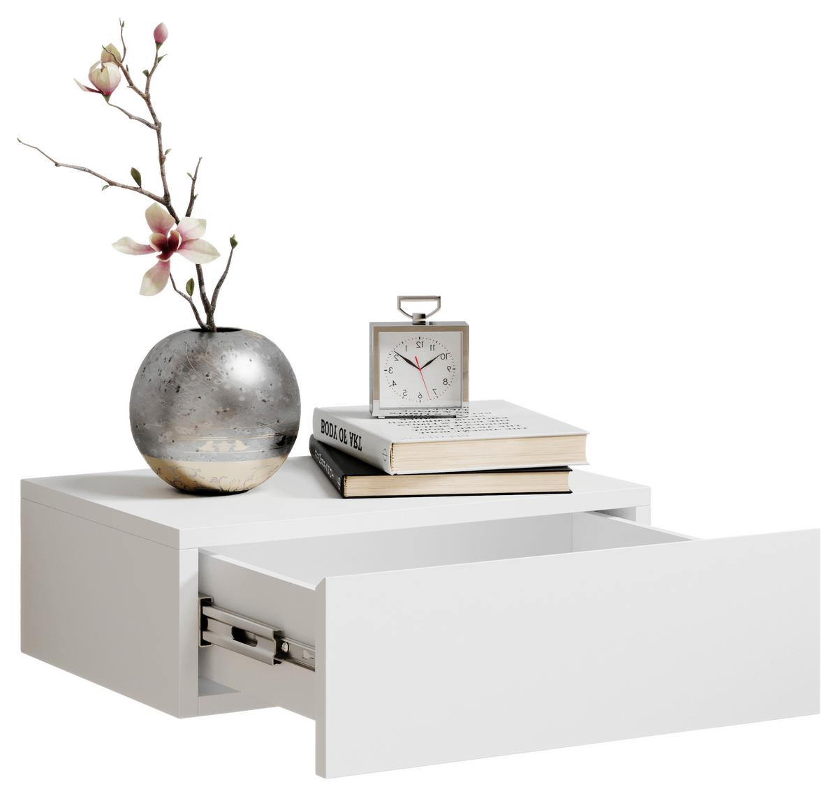 Nachkästchen Weiß H: 14 Cm Tajo - Weiß, MODERN, Holzwerkstoff (42/14/30cm) - Livetastic