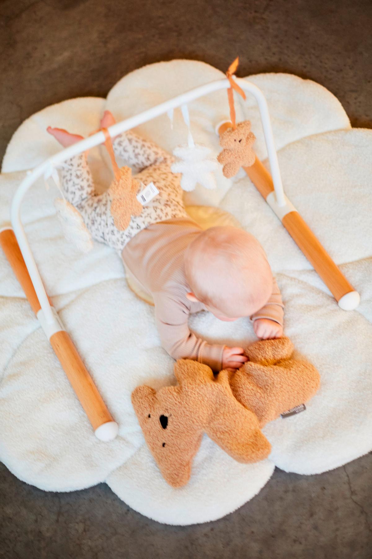 Krabbeldecke Blume, Teddystoff Gelb, Weiß, B: 110 cm - Gelb/Weiß, KONVENTIONELL, Textil (110/110cm) - Childhome