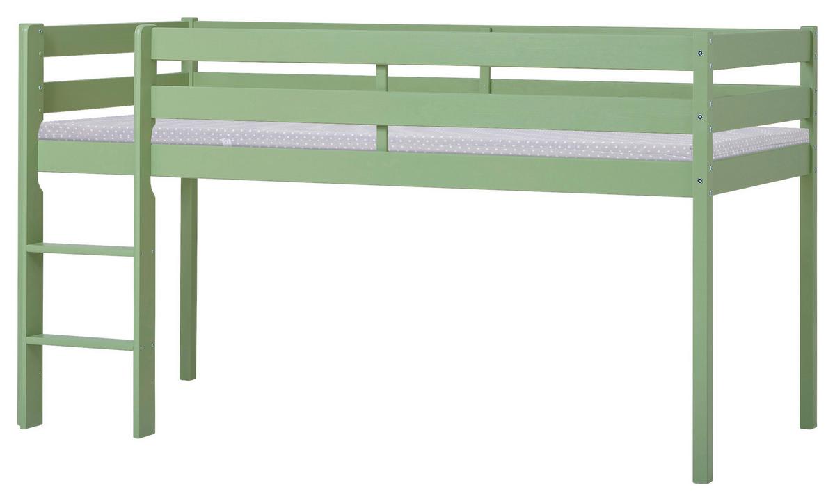 Hochbett Eco Comfort Grün, Lf: 90x200 cm - Naturfarben/Grün, MODERN, Holz (90/200cm) - MID.YOU