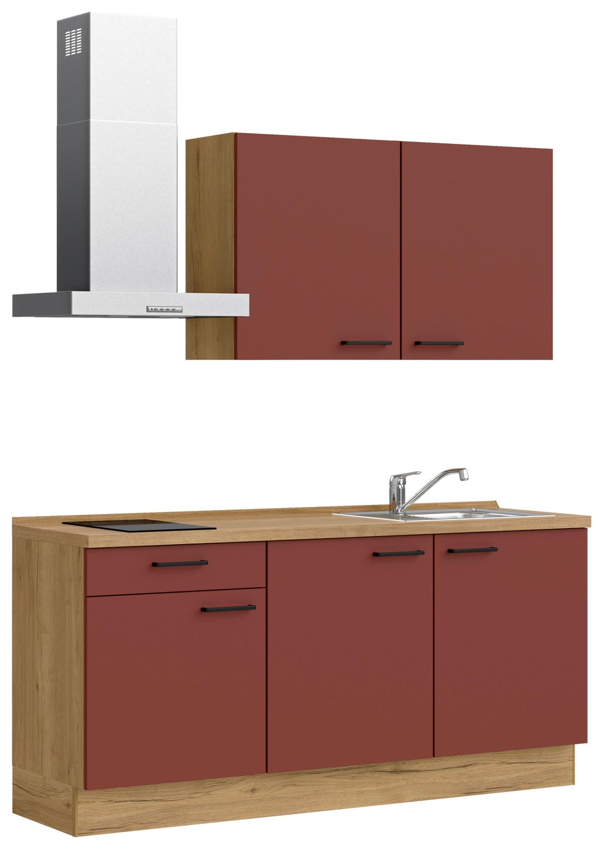 Küchenleerblock Easytouch Low-Line, L1 Links - Eichefarben/Rot, MODERN, Holzwerkstoff (180cm) - Nobilia