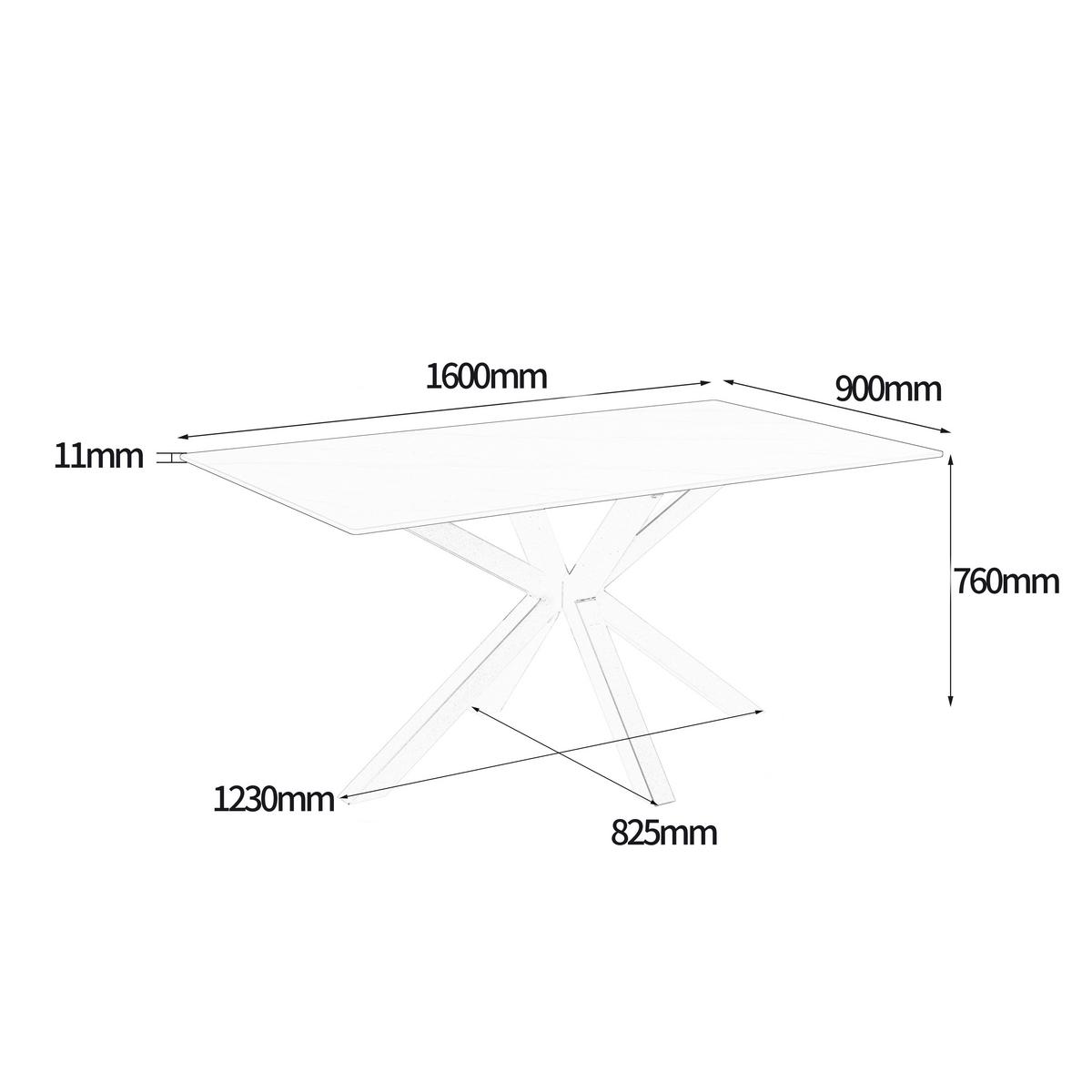 Esstisch Romana 160x76x90 cm Schwarz/Weiß - Schwarz/Weiß, MODERN, Keramik/Metall (160/90/76cm) - MID.YOU
