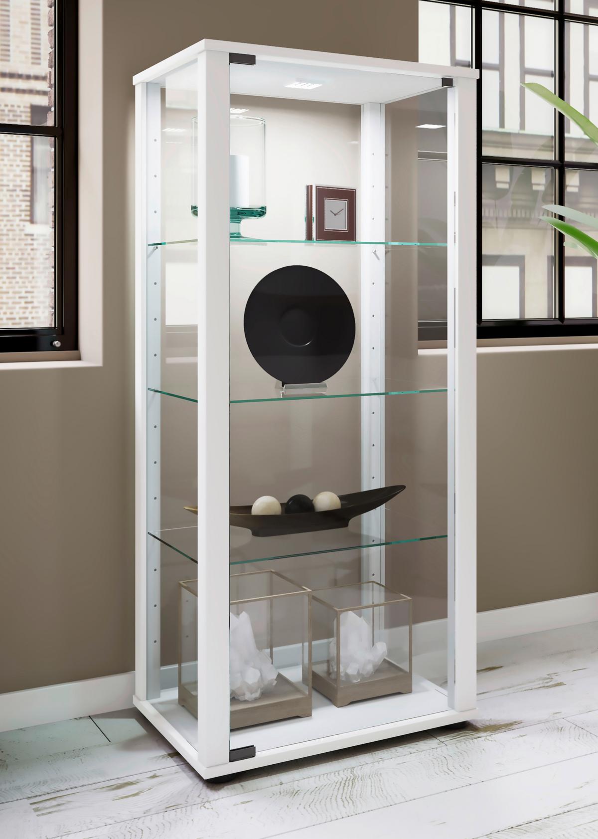 Vitrine Kavisa 50 Cm Weiß - Schwarz/Weiß, MODERN, Glas/Holzwerkstoff (50/114,5/38cm) - MID.YOU
