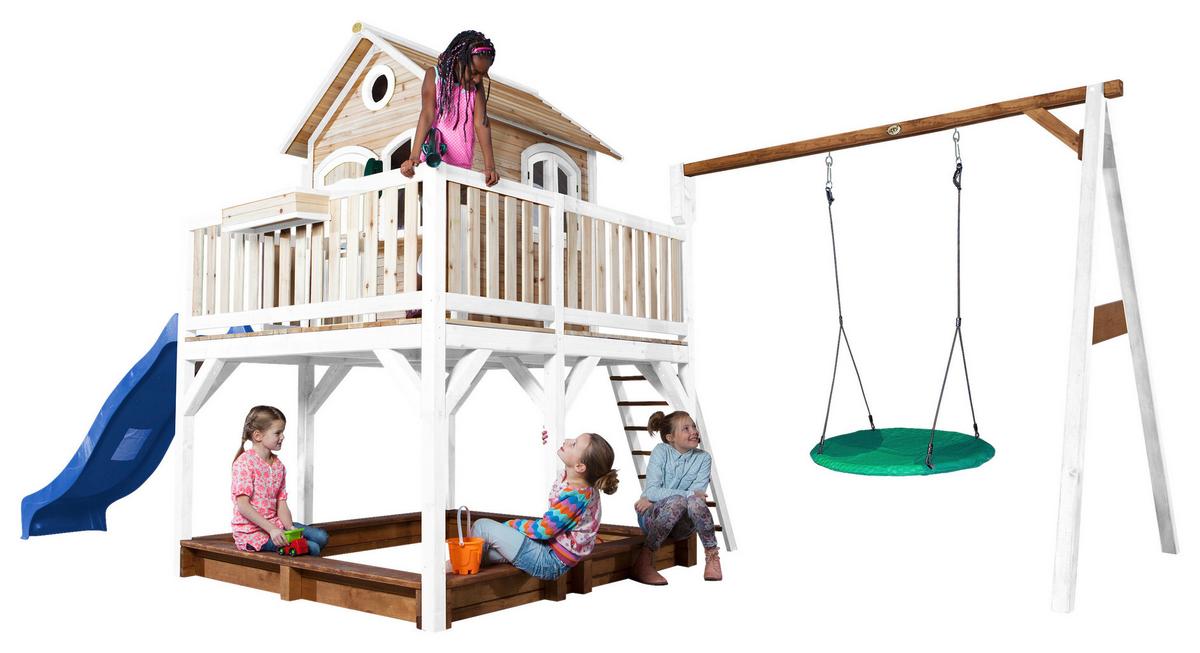 Spielturm A030.154.31 - Blau/Braun, KONVENTIONELL, Holz (613/291/277cm) - Ambia Garden