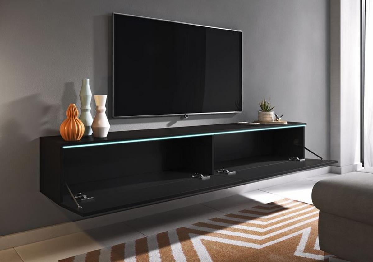 TV nízka komoda černá/grafit matný - šedá/černá, Lifestyle, kompozitní dřevo/plast (180/30/33cm) - P & B