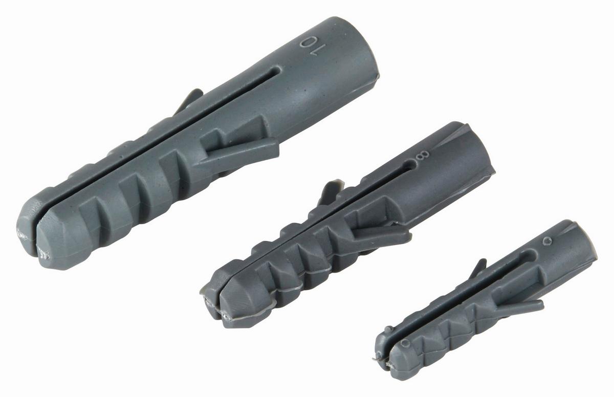 Dübel-Set 300-Tlg. 6/8/10 mm - Grau, KONVENTIONELL, Kunststoff