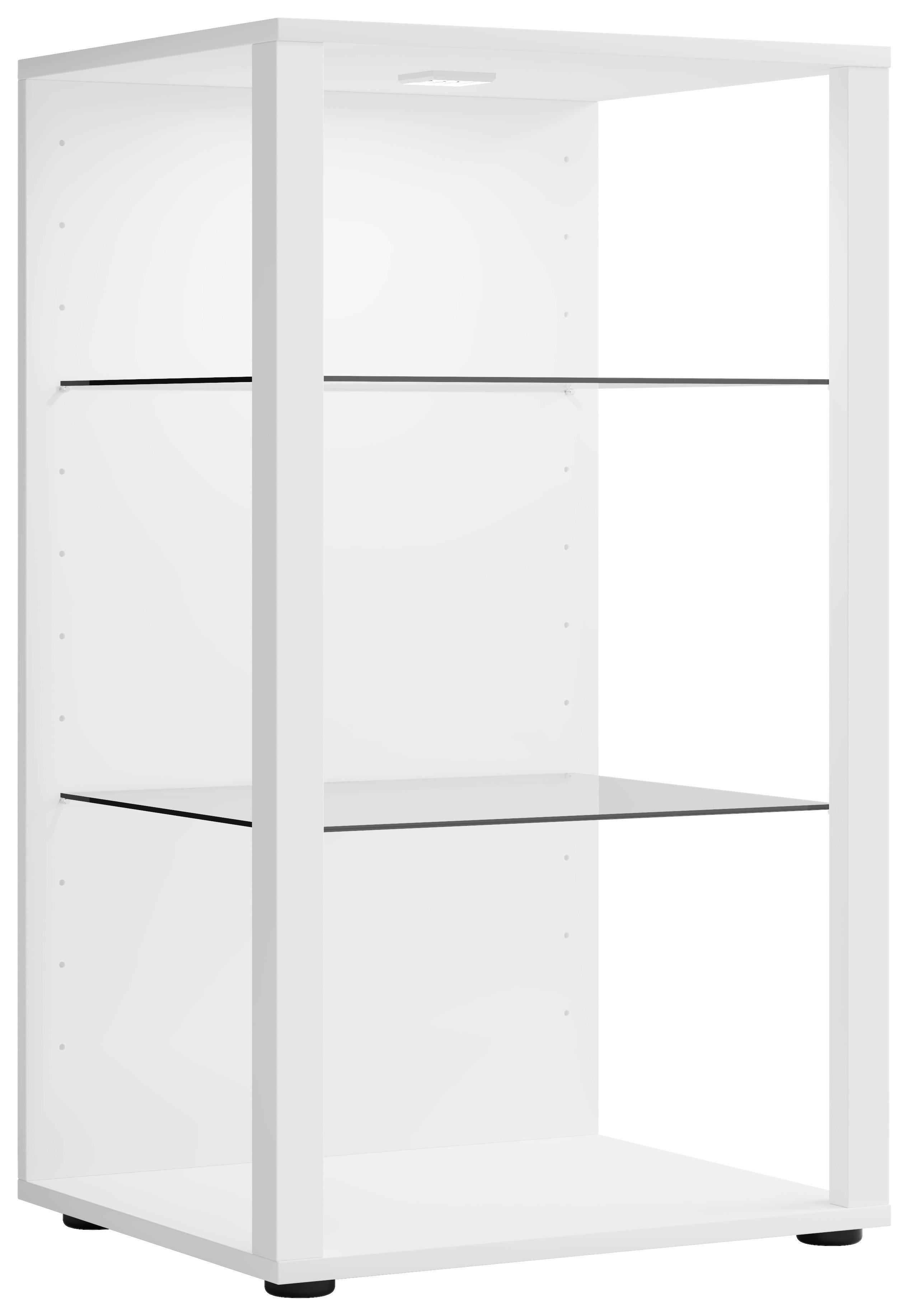 Vitrína GLASOL XXL, biela - čierna/biela, Modern, kompozitné drevo/plast (52/90/44cm) - MID.YOU