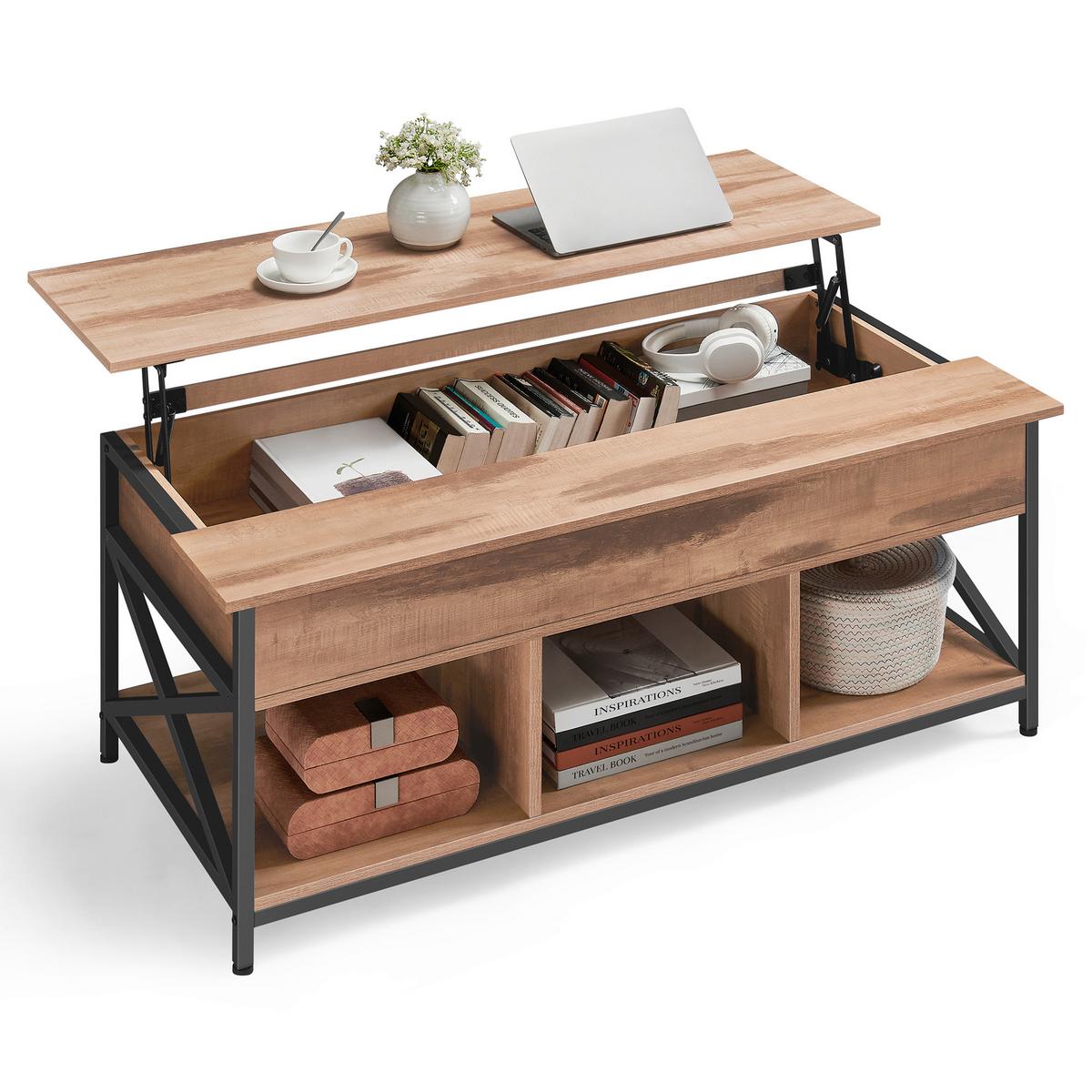 COUCHTISCH COFFEE TABLE - Schwarz/Braun, MODERN, Holzwerkstoff/Metall (120/60/48cm) - MID.YOU