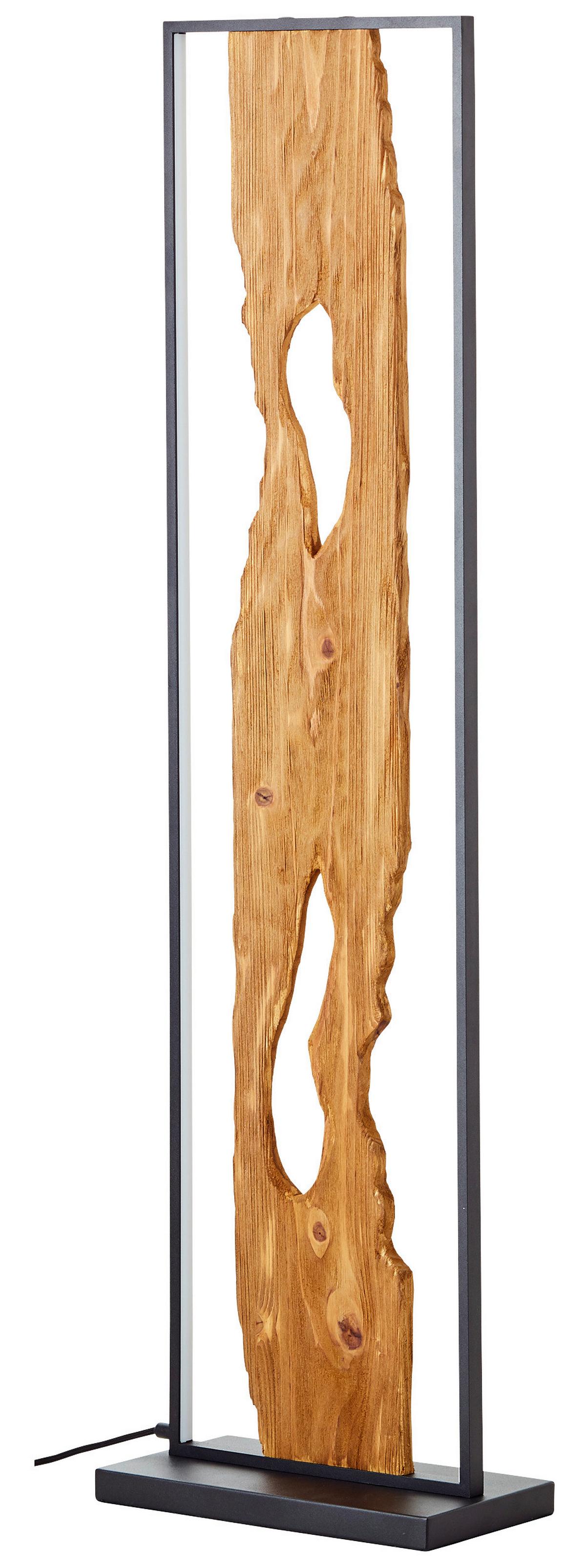 Stehleuchte Holz Chaumont Braun/Schwarz mit Fußschalter - Schwarz/Braun, Design, Holz/Metall (33/18/120cm) - Brilliant