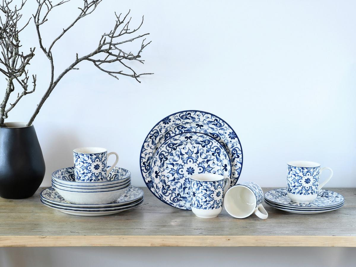 Kombiservice Fresco Blau Blau, Weiß L: 33 Cm - Blau/Weiß, Basics, Keramik (33/32/31cm) - Creatable