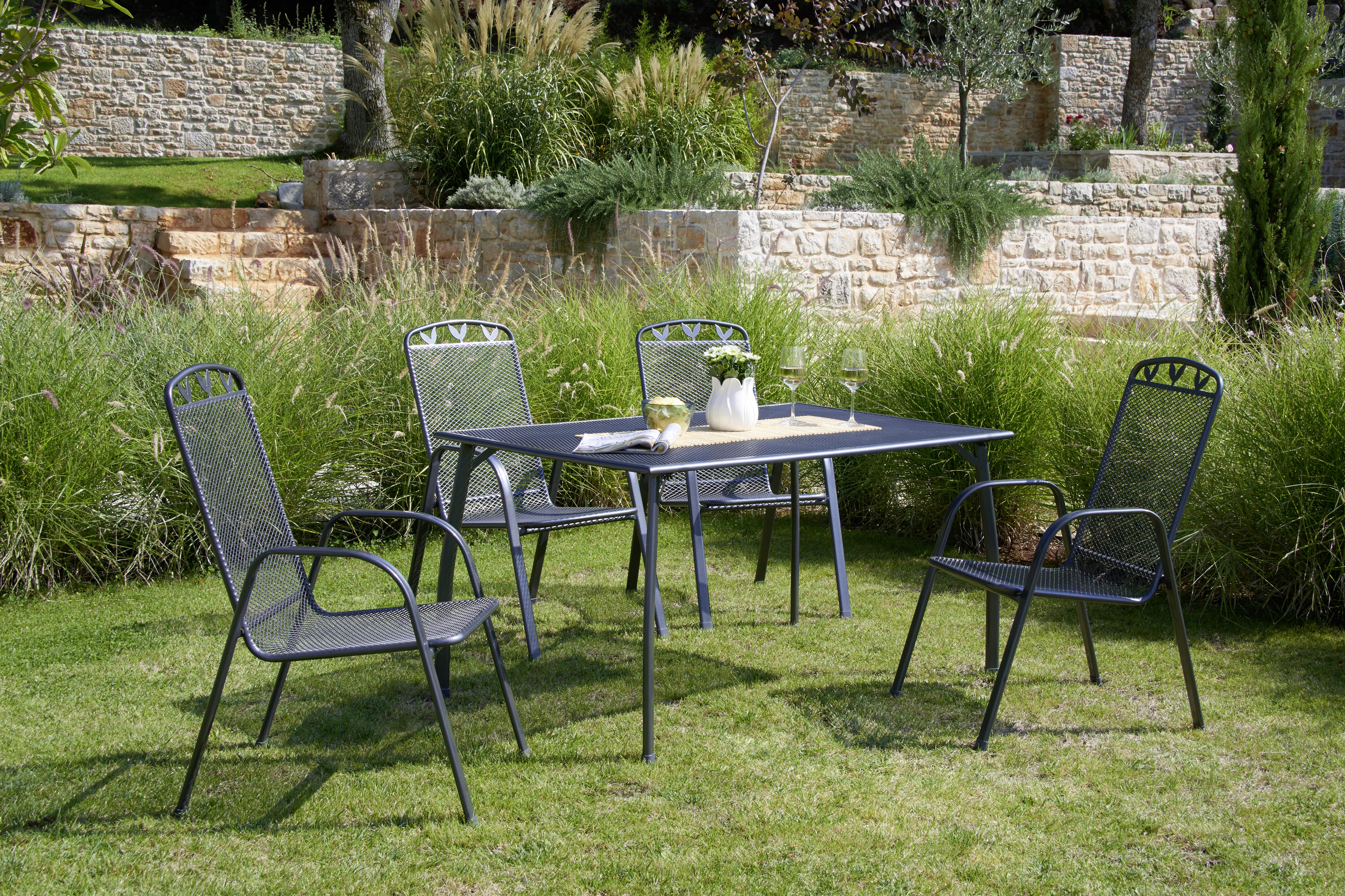 Gartentisch Höhenverstellbar Toulouse, Stahl L 140 Cm - Anthrazit/Schwarz, MODERN, Kunststoff/Metall (140/74/90cm) - Luca Bessoni