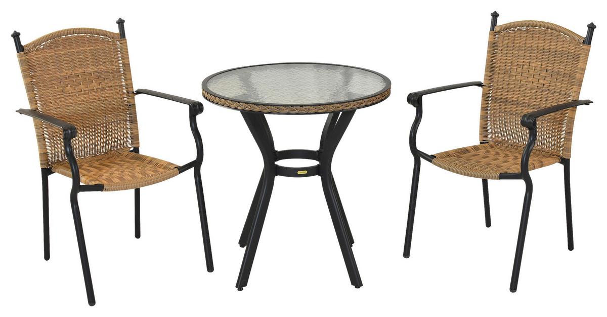 Gartenset Roma - Graphitfarben/Naturfarben, MODERN, Kunststoff/Metall - Gardenson