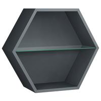 NÁSTĚNNÝ REGÁL EDGE -EXKLUSIV- - antracitová, Moderní, kompozitní dřevo (51/44/19cm) - Mömax