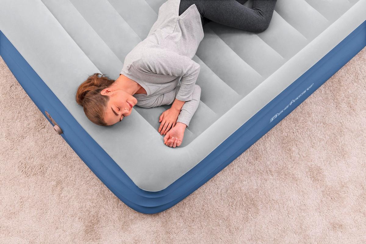 Luftbett Stefan 203x152x61 cm Bis 300kg, inkl. Pumpe - Dunkelblau/Grau, KONVENTIONELL, Kunststoff/Metall (203/152/61cm) - Bestway