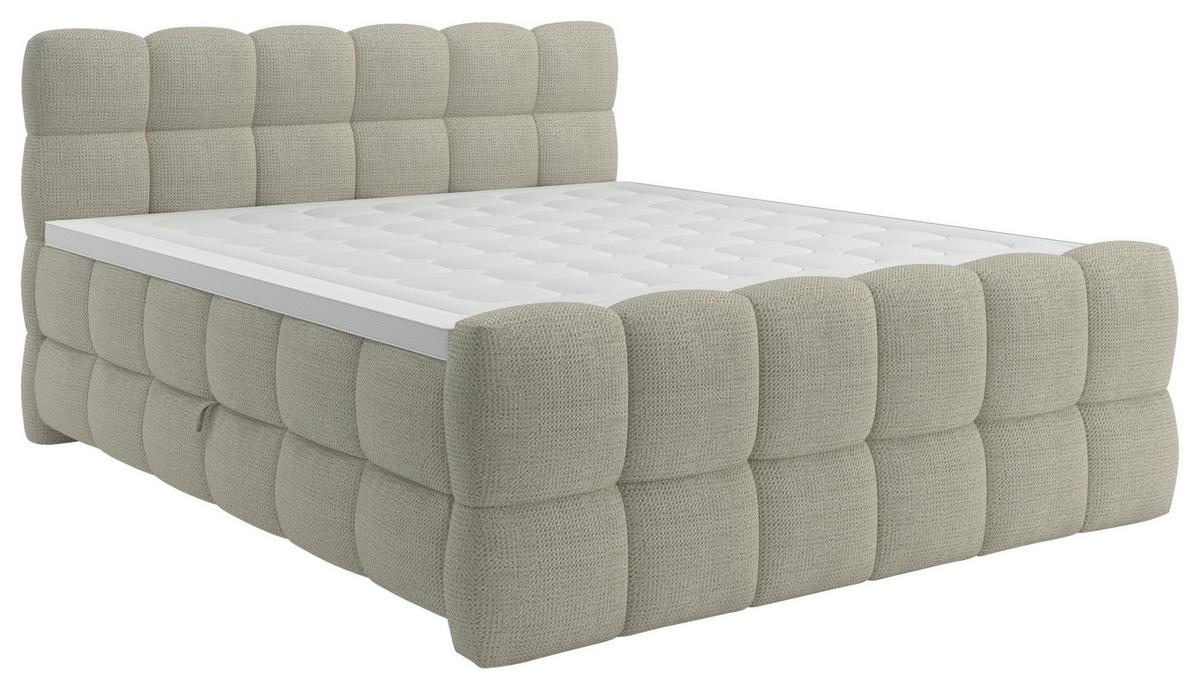 BOXSPRINGBETT inkl. Bettkasten 120x220 - Ecru/Schwarz, Trend, Holz/Holzwerkstoff (120/220cm) - Sembella