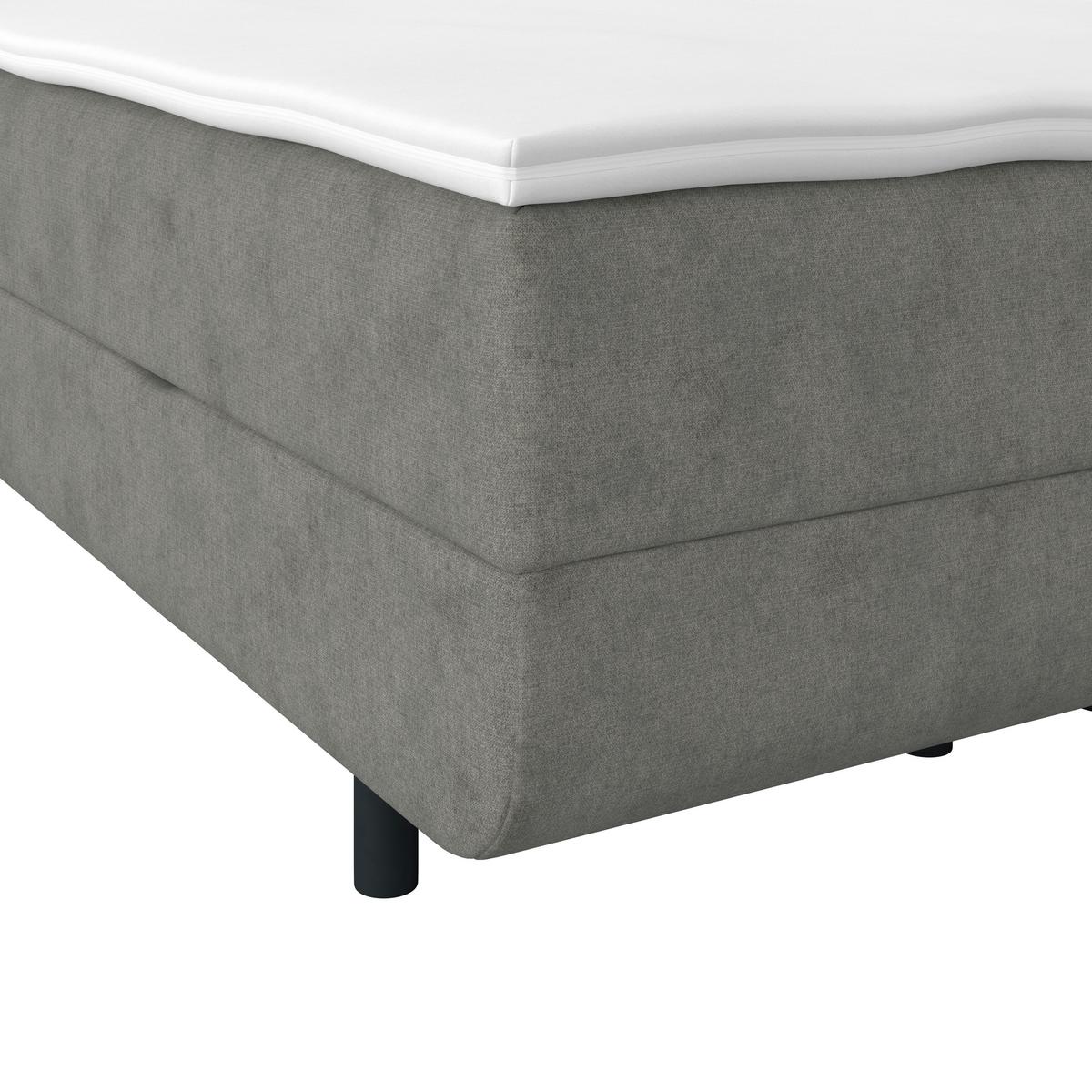 Polsterbett mit Matratze 140x200 London Grau - Schwarz/Grau, MODERN, Holzwerkstoff/Textil (140/200cm) - Luca Bessoni