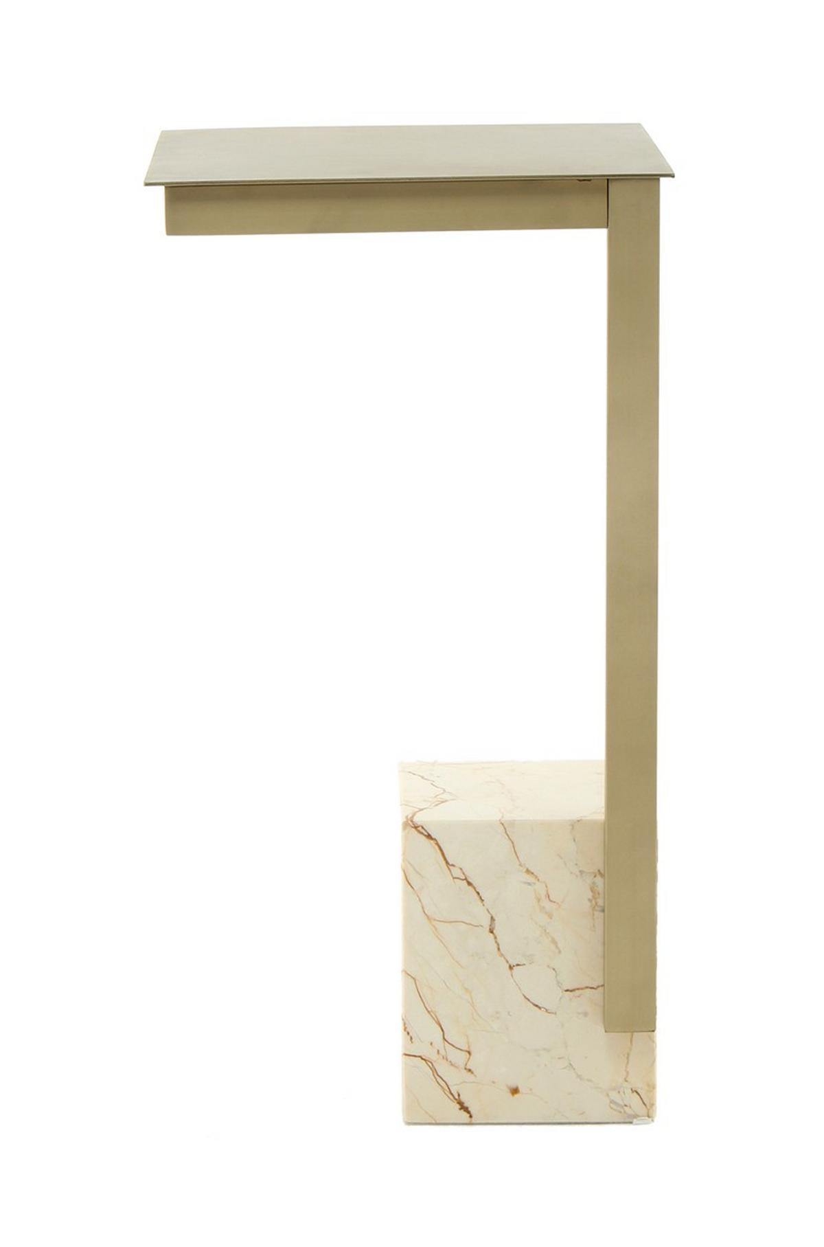 Beistelltisch Oscar Weiß, Goldfarben B: 30cm - Goldfarben/Multicolor, Design, Glas/Stein (30 cm/56 cm/30 cmcm) - Kayoom