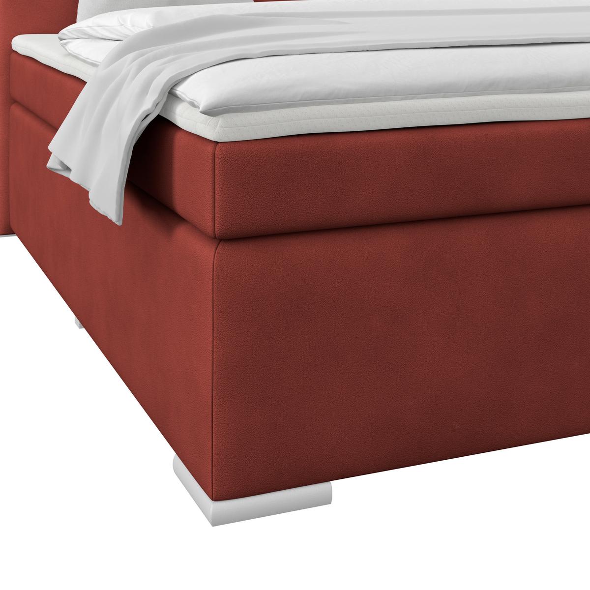 Boxspringbett Mira 1 - Dunkelrot, Basics, Holz/Kunststoff (160/200cm)