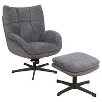 Relaxsessel Houston Chenille dunkelgrau, B: 76cm - Dunkelgrau/Schwarz, MODERN, Textil/Metall (76/101/87cm)