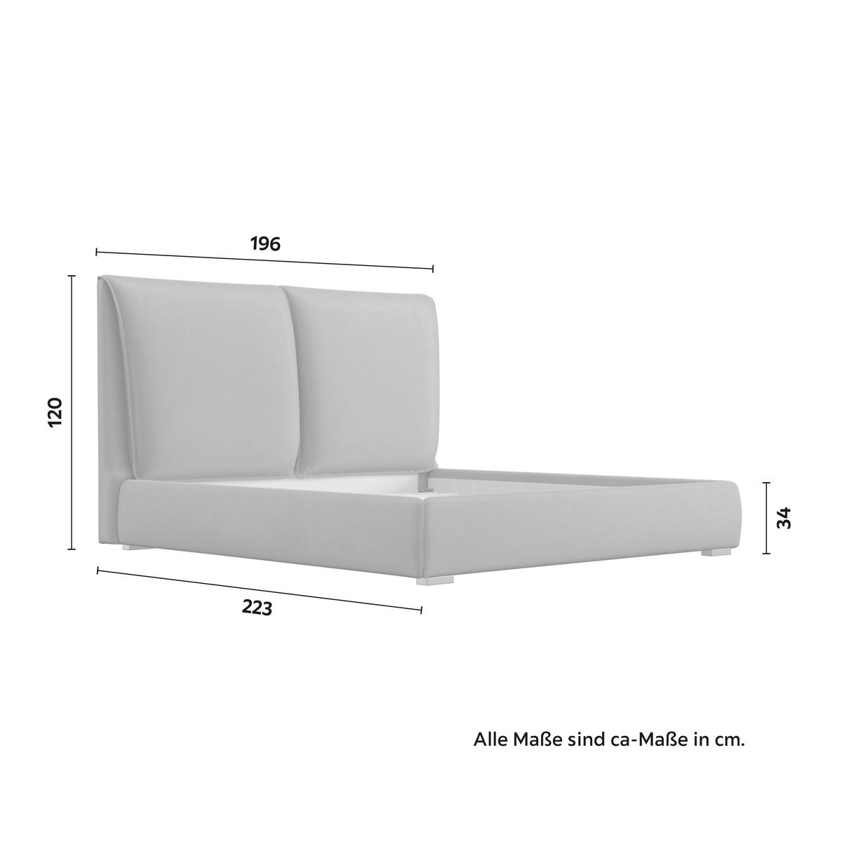 Čalouněná postel SOPHIE 180x200, šedá - šedá/barvy stříbra, Moderní, kov/dřevo (180/200cm) - Bessagi Home
