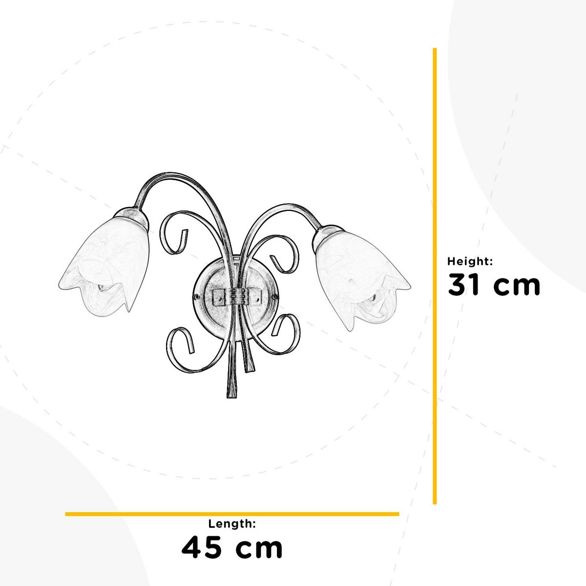 Wandleuchte Odino Cognac L: 45 cm - Cognac, KONVENTIONELL, Glas/Metall (45/30/23cm)