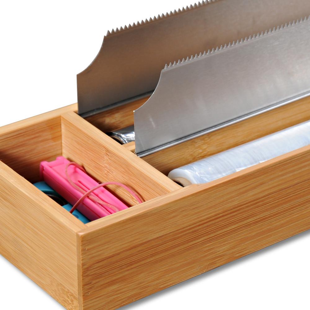 Schubladeneinsatz Bambus 39,5x13 cm, Folienspender - Naturfarben, Basics, Holz (39,5/13/5,5cm) - Kesper
