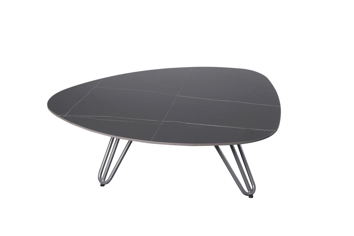 Gartentisch Alina Aluminium L: 88 cm - Schwarz/Grau, MODERN, Metall (88/110/31,5cm) - Gardenson