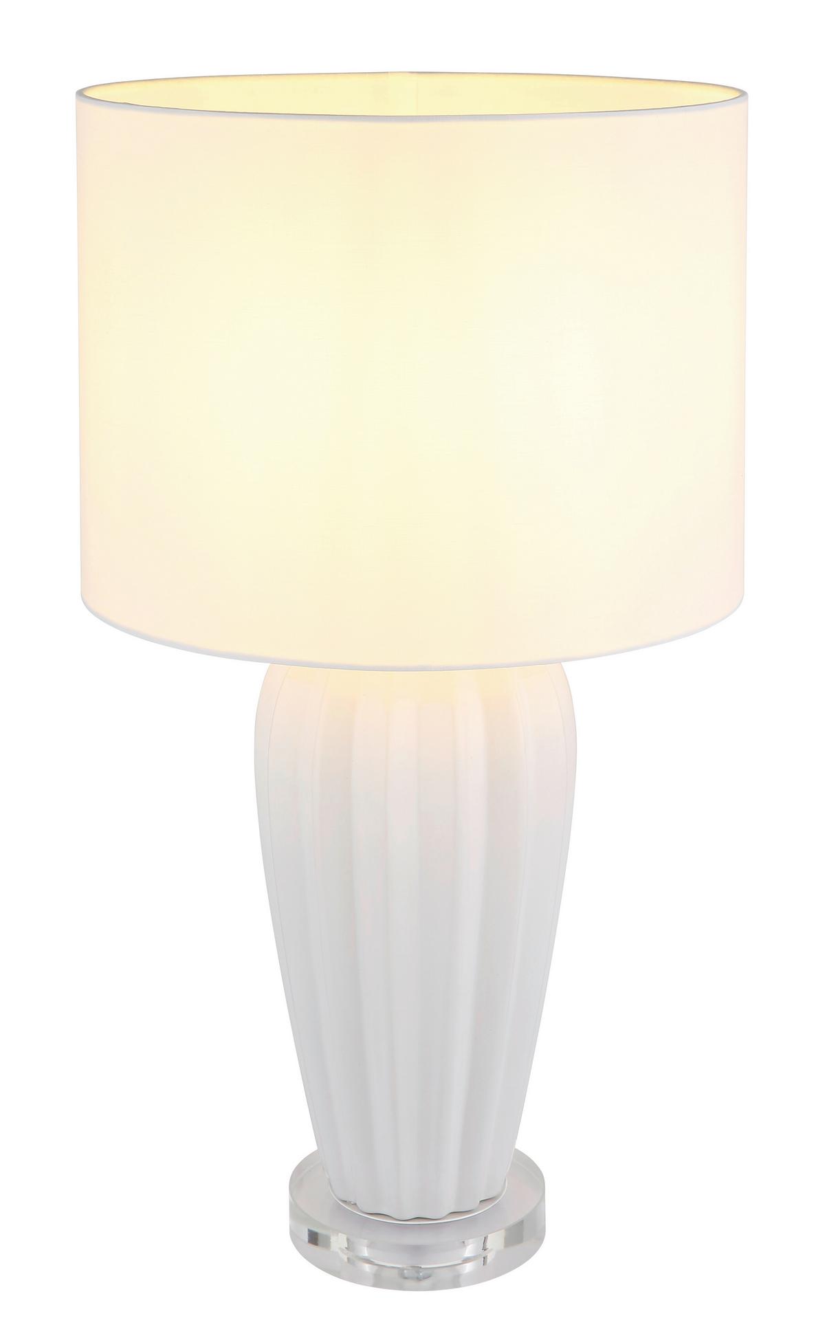 Tischleuchte 24145w - Chromfarben/Weiß, KONVENTIONELL, Keramik/Textil (35/59cm) - Globo